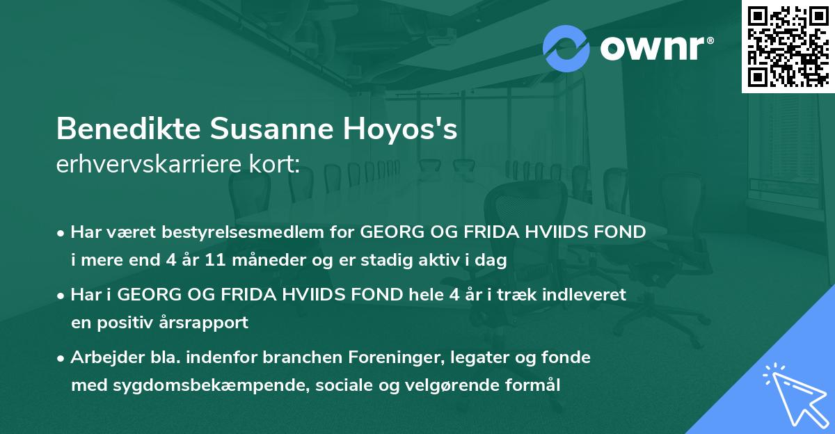 Benedikte Susanne Hoyos's erhvervskarriere kort