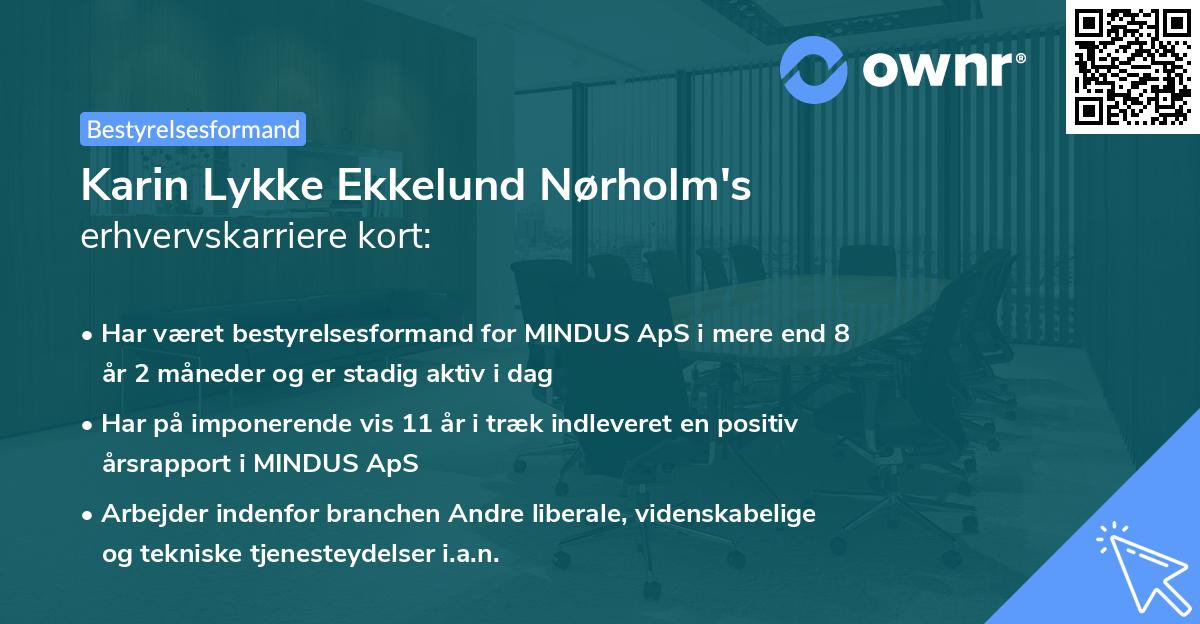 Karin Lykke Ekkelund Nørholm's erhvervskarriere kort