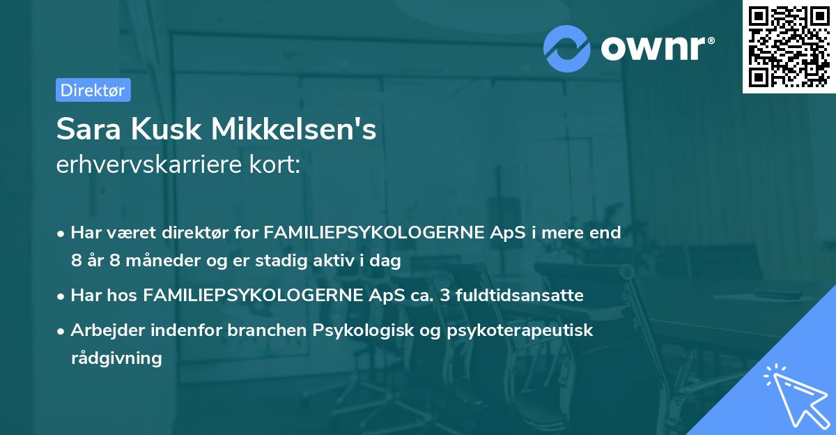 Sara Kusk Mikkelsen's erhvervskarriere kort