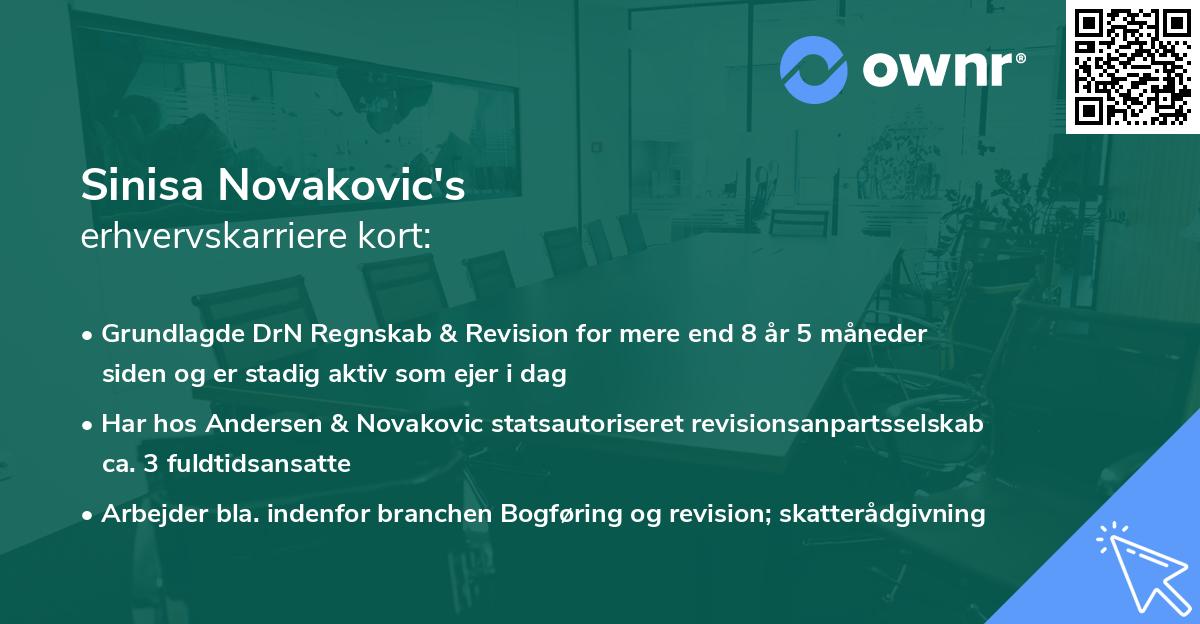 Sinisa Novakovic's erhvervskarriere kort