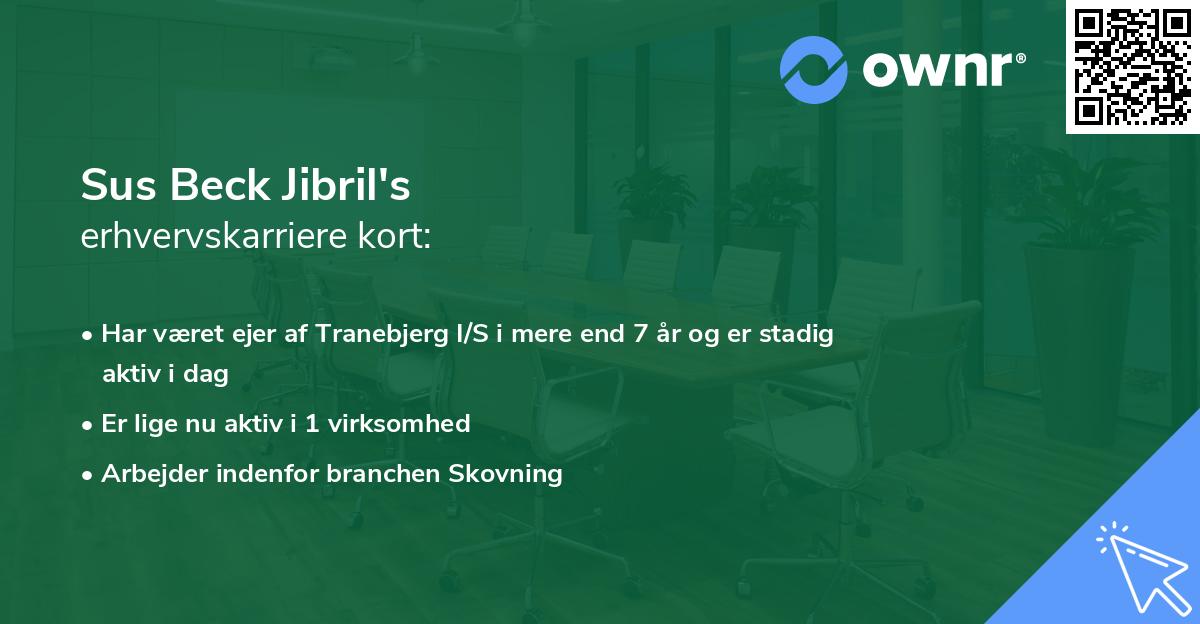 Sus Beck Jibril's erhvervskarriere kort