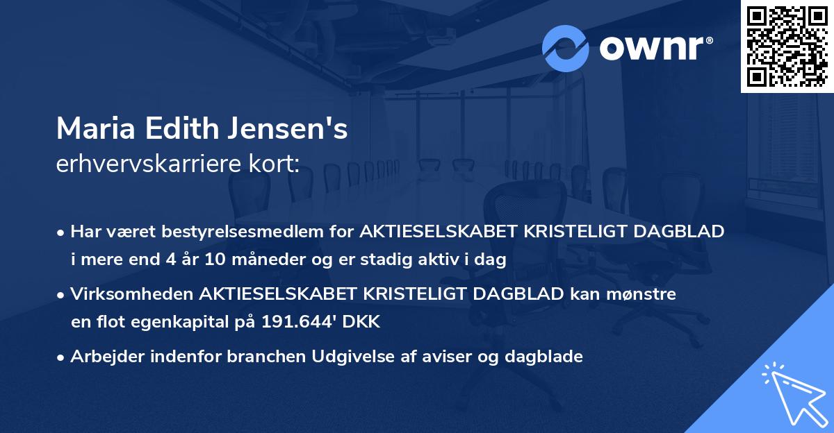 Maria Edith Jensen's erhvervskarriere kort