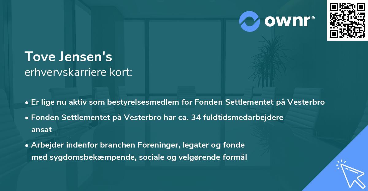 Tove Jensen's erhvervskarriere kort