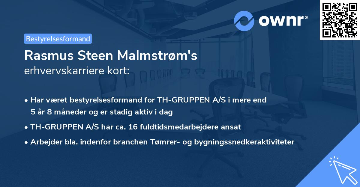 Rasmus Steen Malmstrøm's erhvervskarriere kort