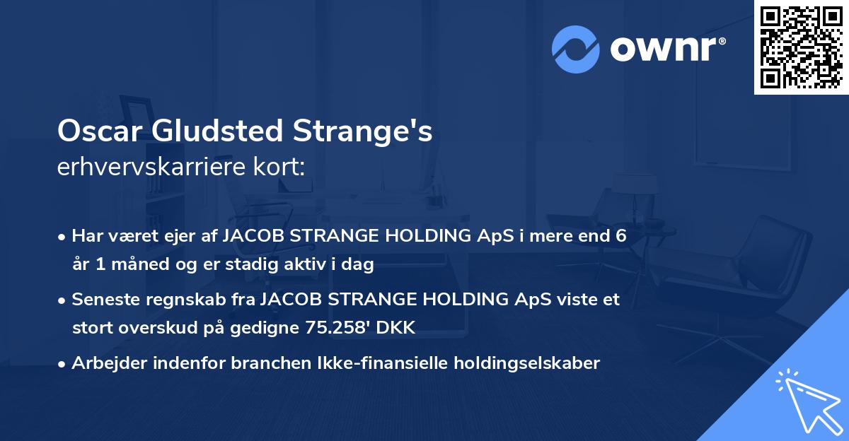 Oscar Gludsted Strange's erhvervskarriere kort