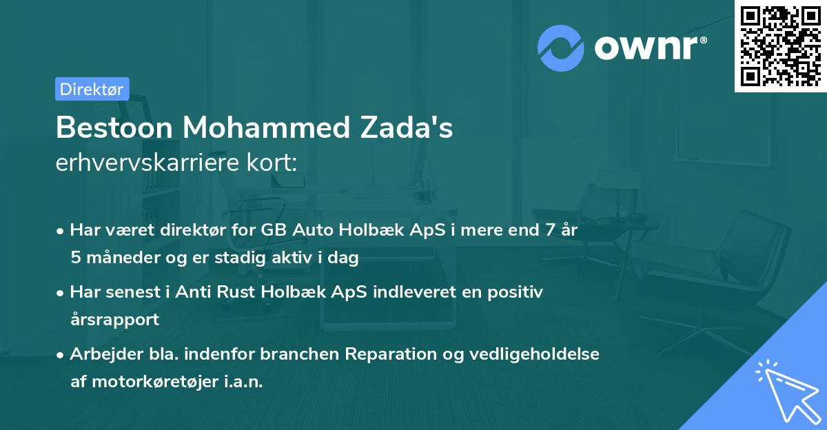 Bestoon Mohammed Zada's erhvervskarriere kort