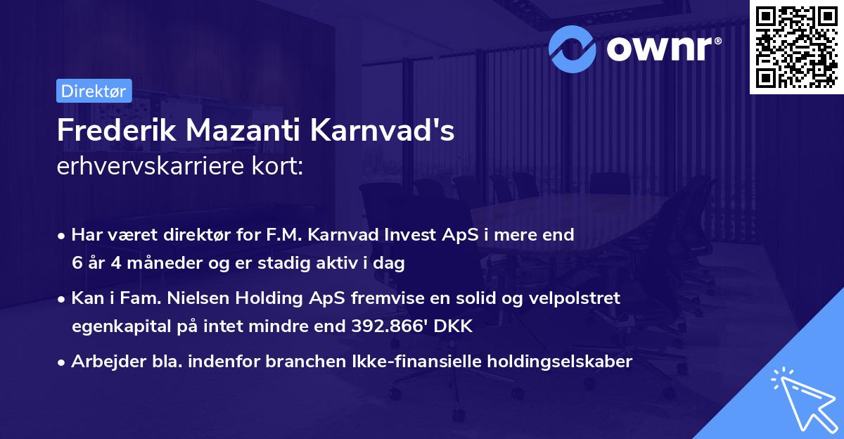 Frederik Mazanti Karnvad's erhvervskarriere kort