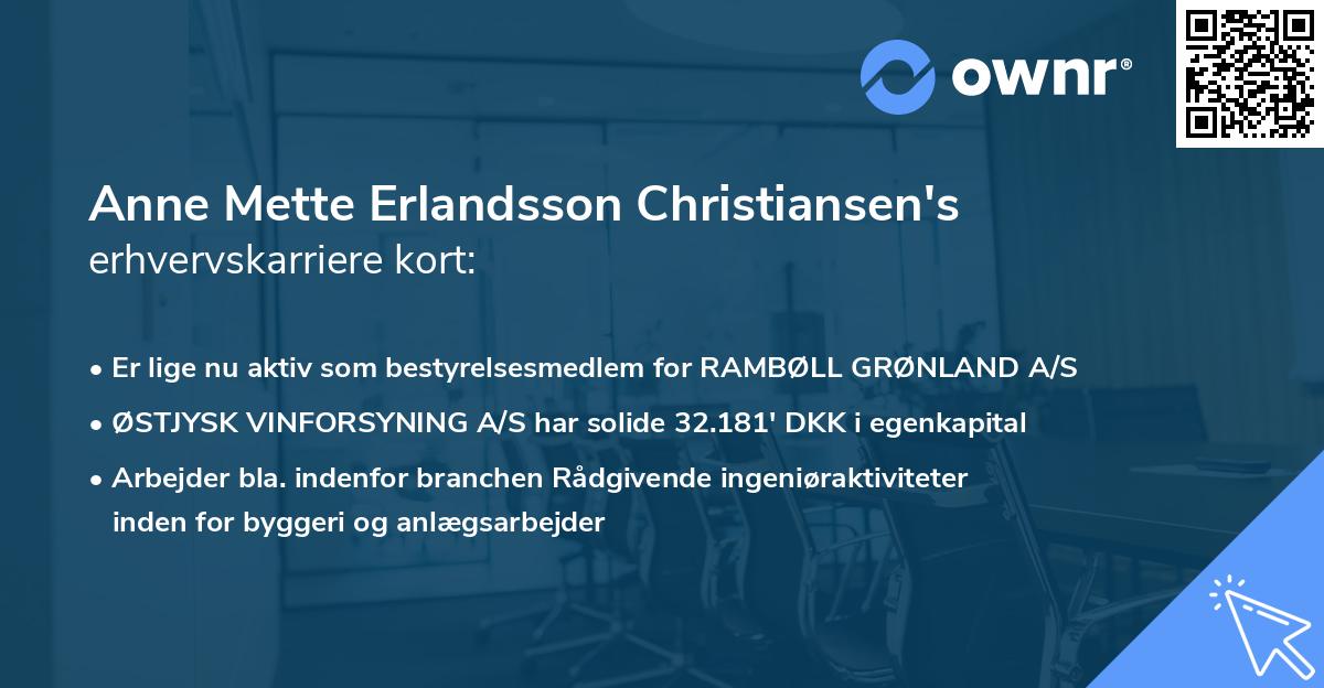 Anne Mette Erlandsson Christiansen's erhvervskarriere kort