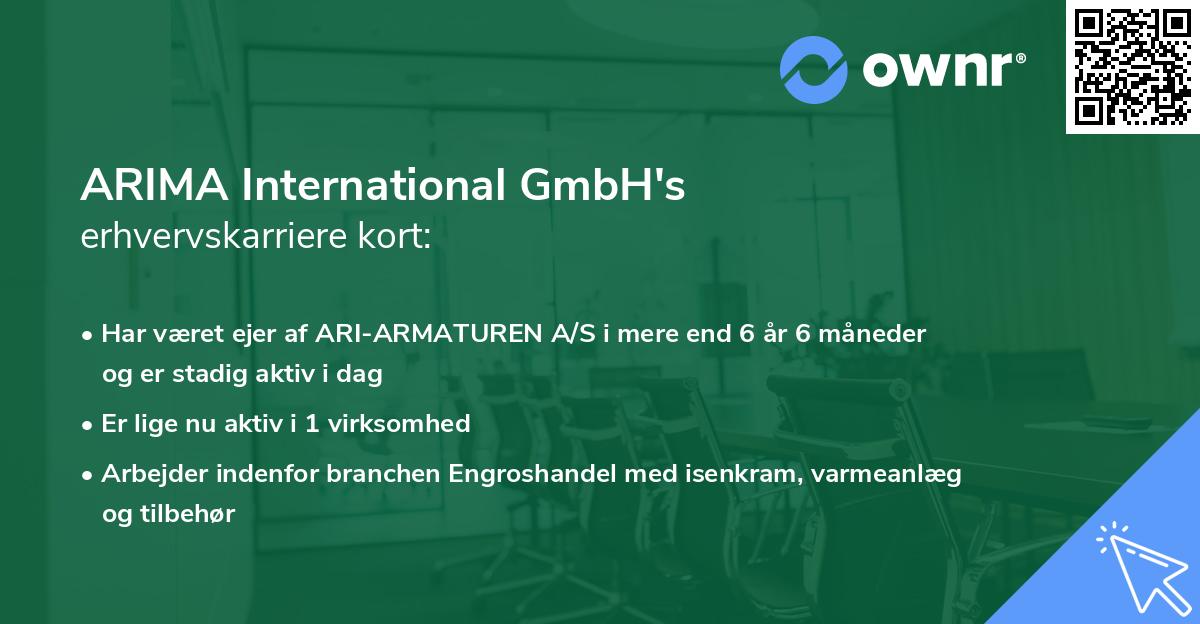 ARIMA International GmbH's erhvervskarriere kort