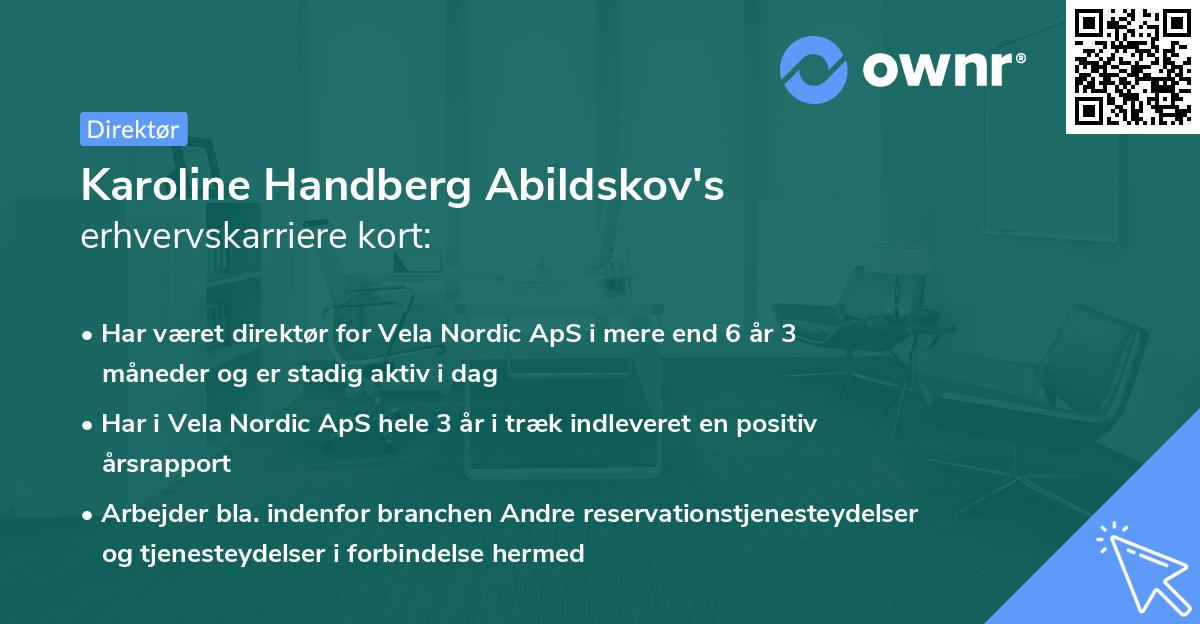 Karoline Handberg Abildskov's erhvervskarriere kort