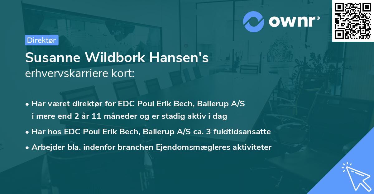 Susanne Wildbork Hansen's erhvervskarriere kort