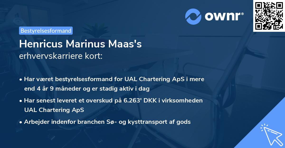 Henricus Marinus Maas's erhvervskarriere kort