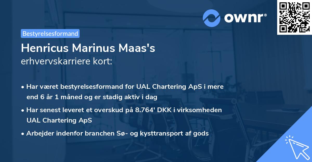Henricus Marinus Maas's erhvervskarriere kort