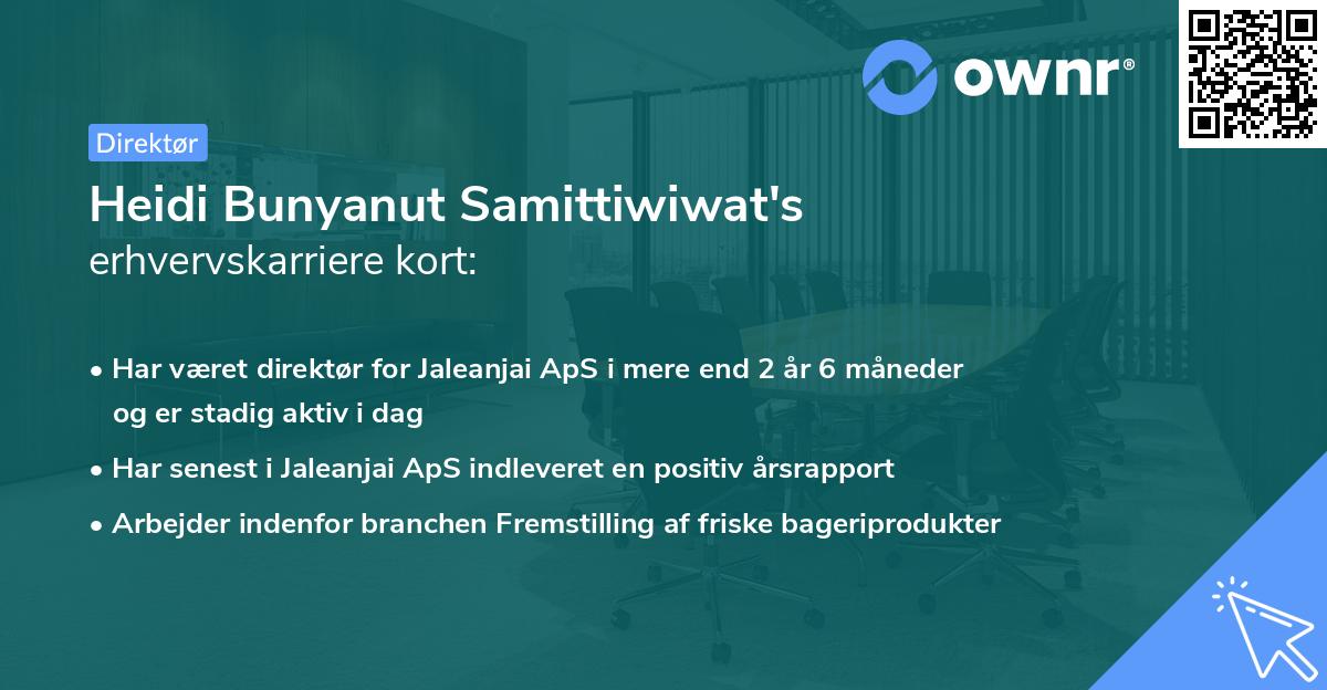 Heidi Bunyanut Samittiwiwat's erhvervskarriere kort