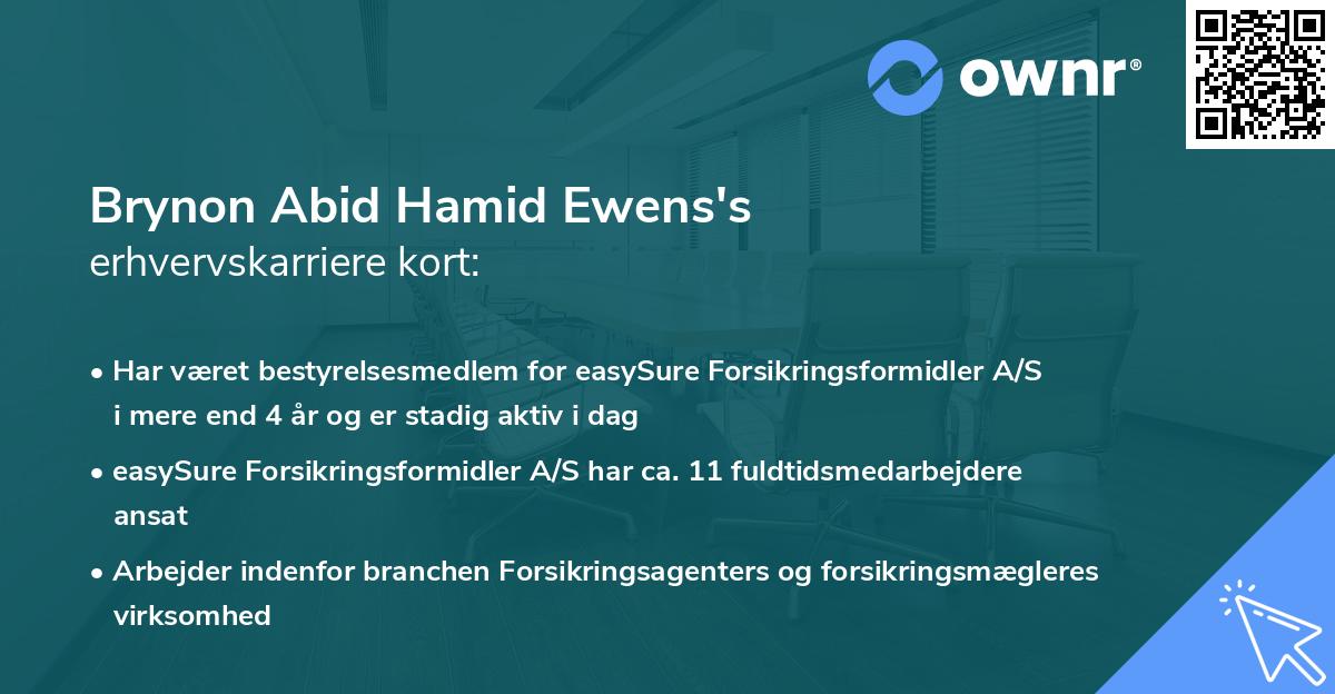 Brynon Abid Hamid Ewens's erhvervskarriere kort