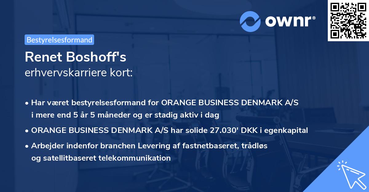 Renet Boshoff's erhvervskarriere kort