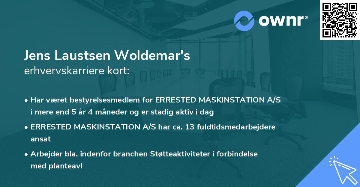 Jens Laustsen Woldemar's erhvervskarriere kort
