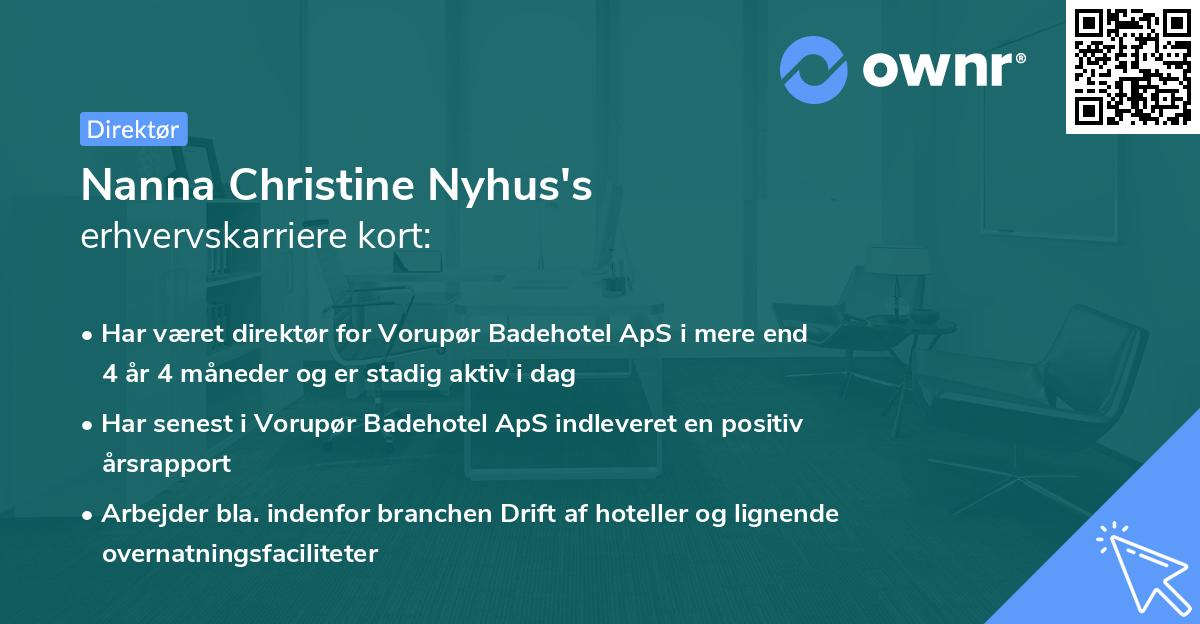 Nanna Christine Nyhus's erhvervskarriere kort