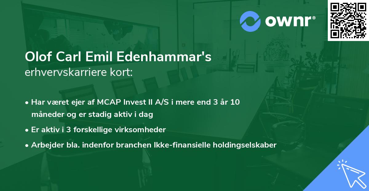 Olof Carl Emil Edenhammar's erhvervskarriere kort