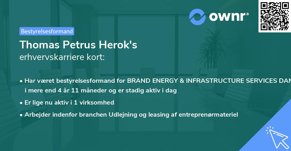 Thomas Petrus Herok's erhvervskarriere kort