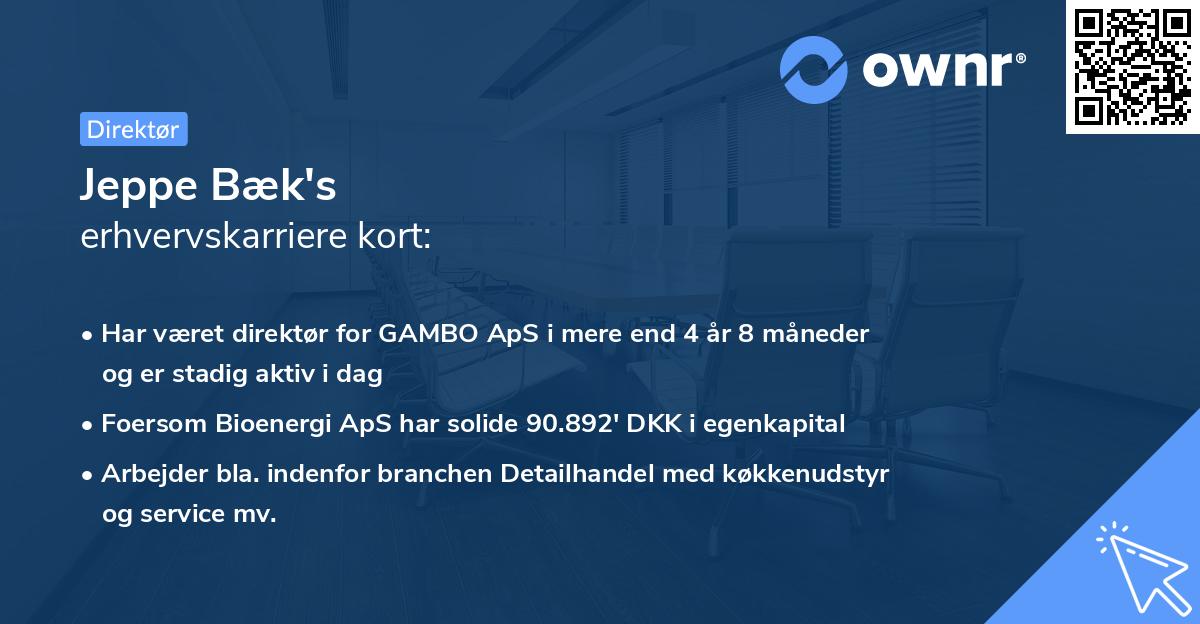 Jeppe Bæk's erhvervskarriere kort