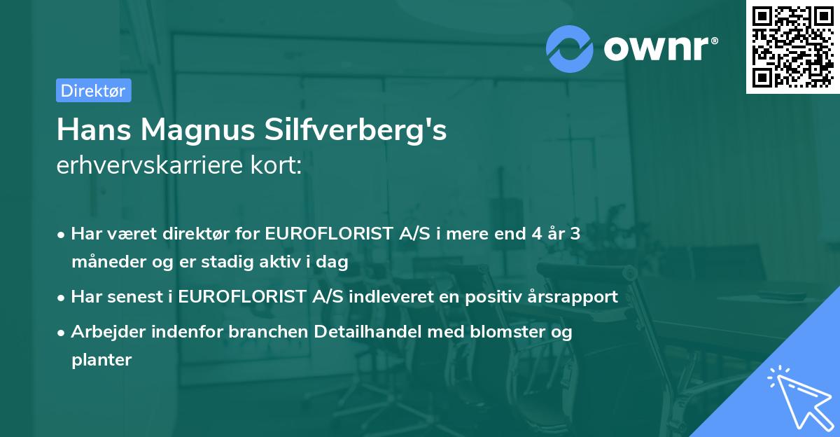 Hans Magnus Silfverberg's erhvervskarriere kort