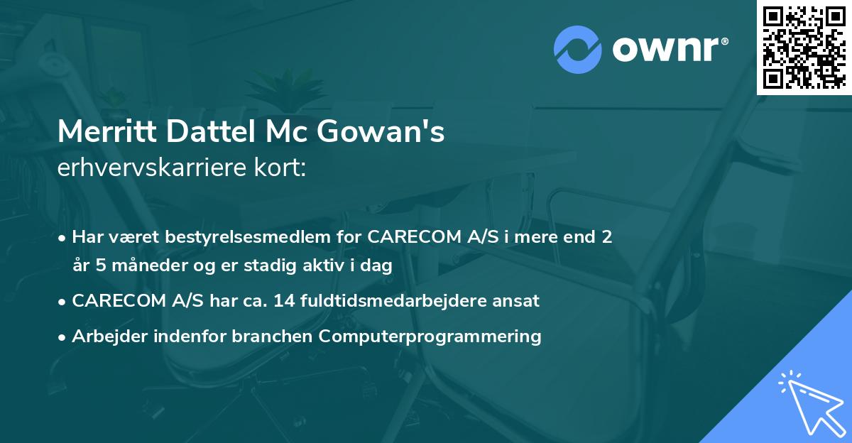 Merritt Dattel Mc Gowan's erhvervskarriere kort