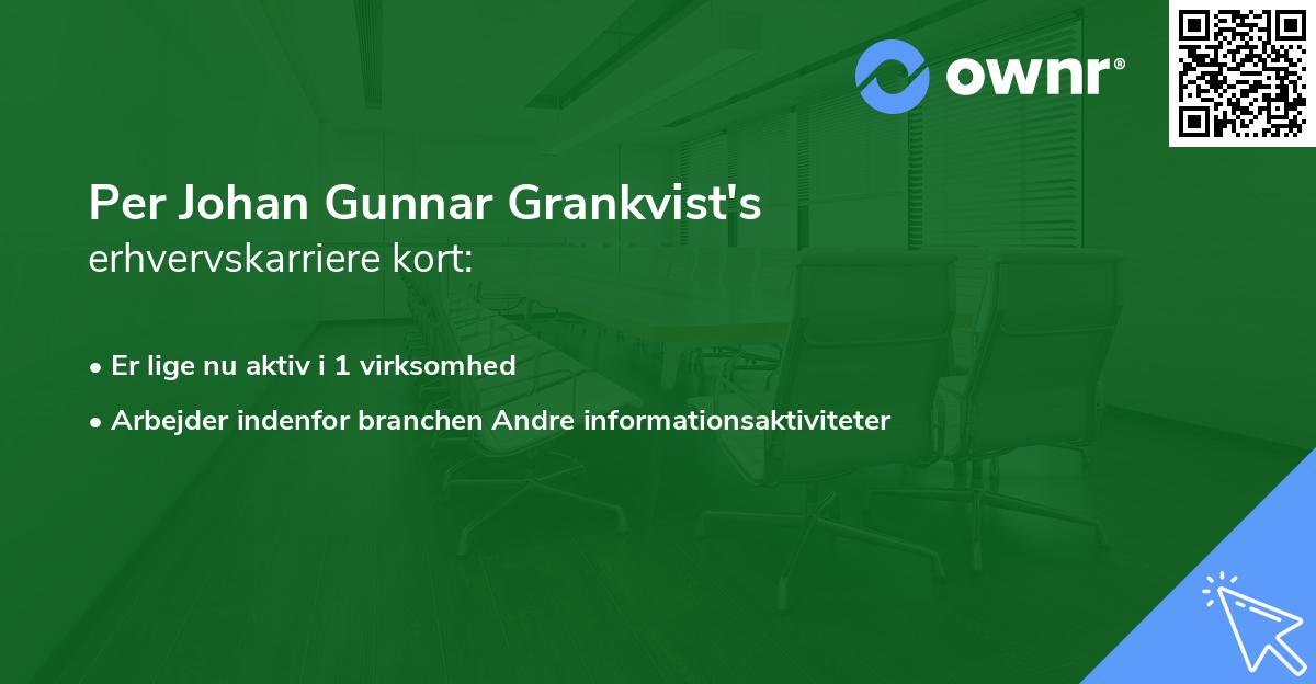 Per Johan Gunnar Grankvist's erhvervskarriere kort