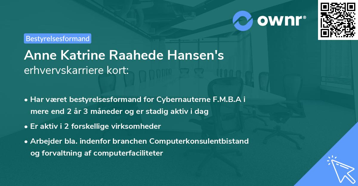 Anne Katrine Raahede Hansen's erhvervskarriere kort