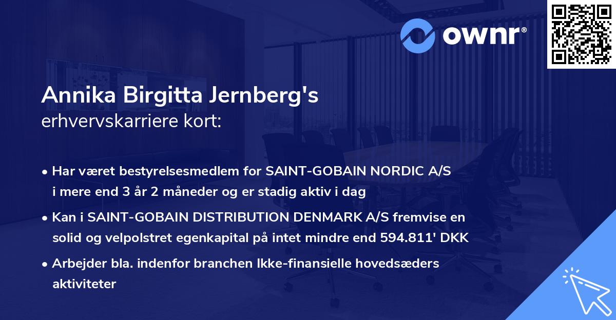 Annika Birgitta Jernberg's erhvervskarriere kort