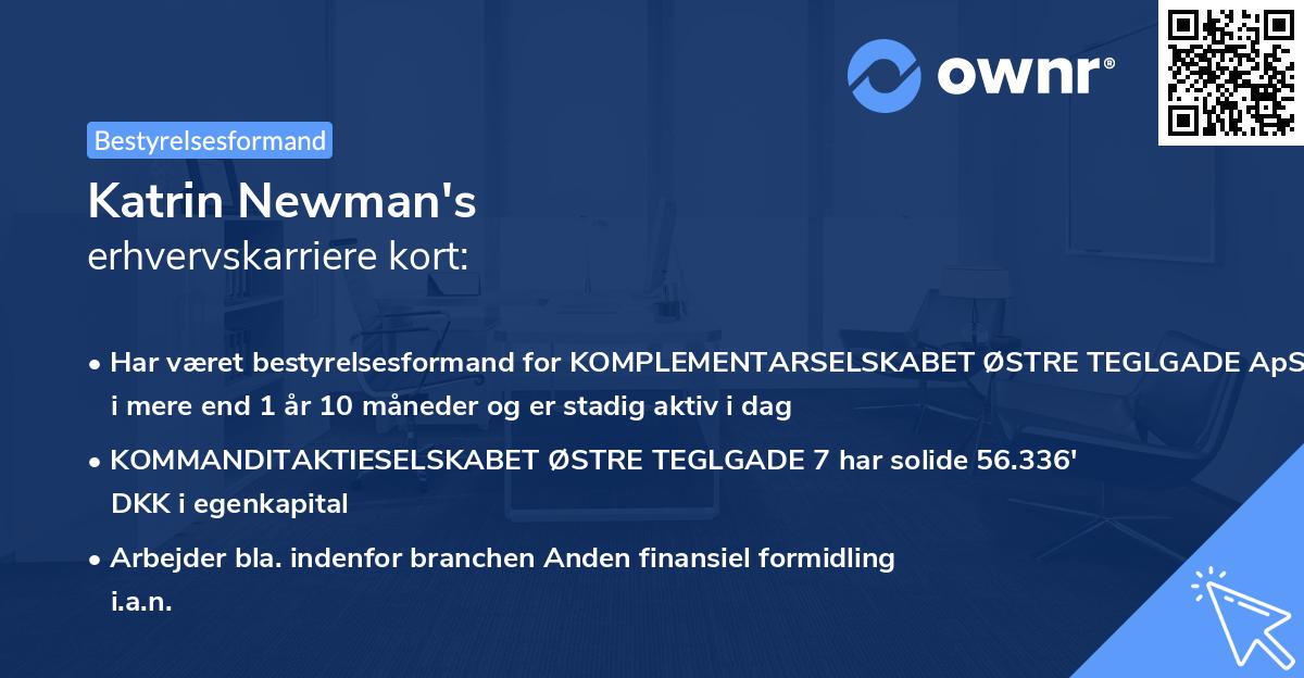 Katrin Newman's erhvervskarriere kort