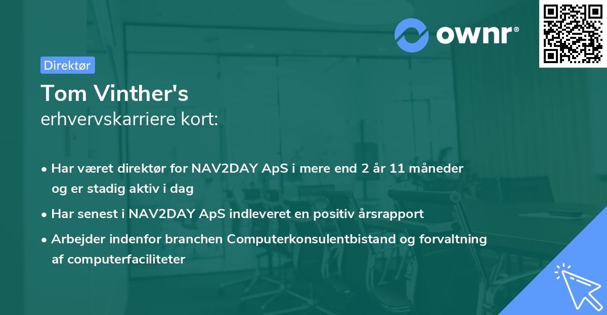 Tom Vinther's erhvervskarriere kort