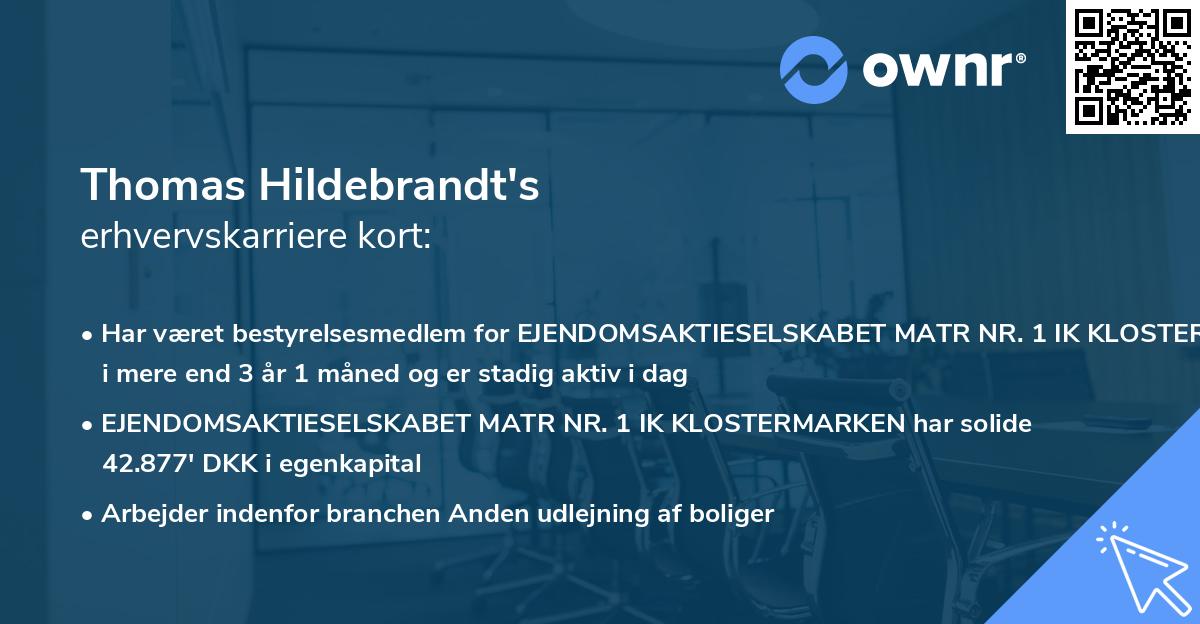 Thomas Hildebrandt's erhvervskarriere kort