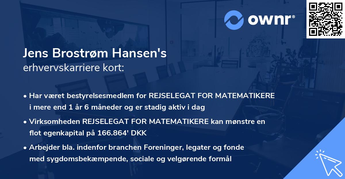 Jens Brostrøm Hansen's erhvervskarriere kort