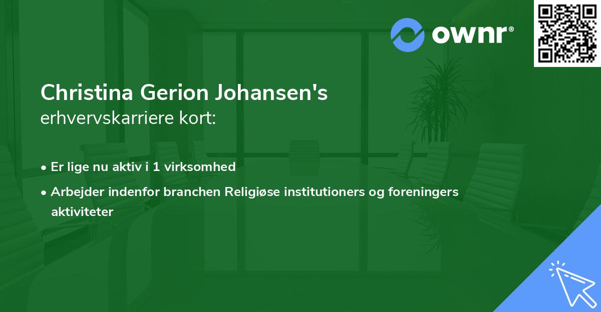 Christina Gerion Johansen's erhvervskarriere kort