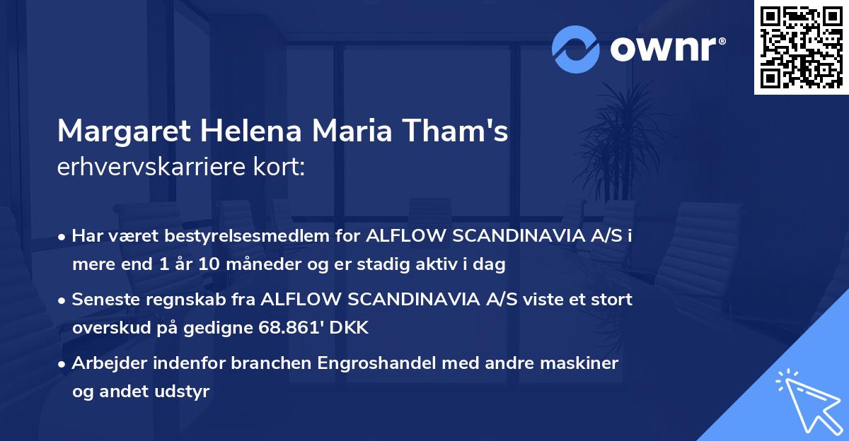 Margaret Helena Maria Tham's erhvervskarriere kort