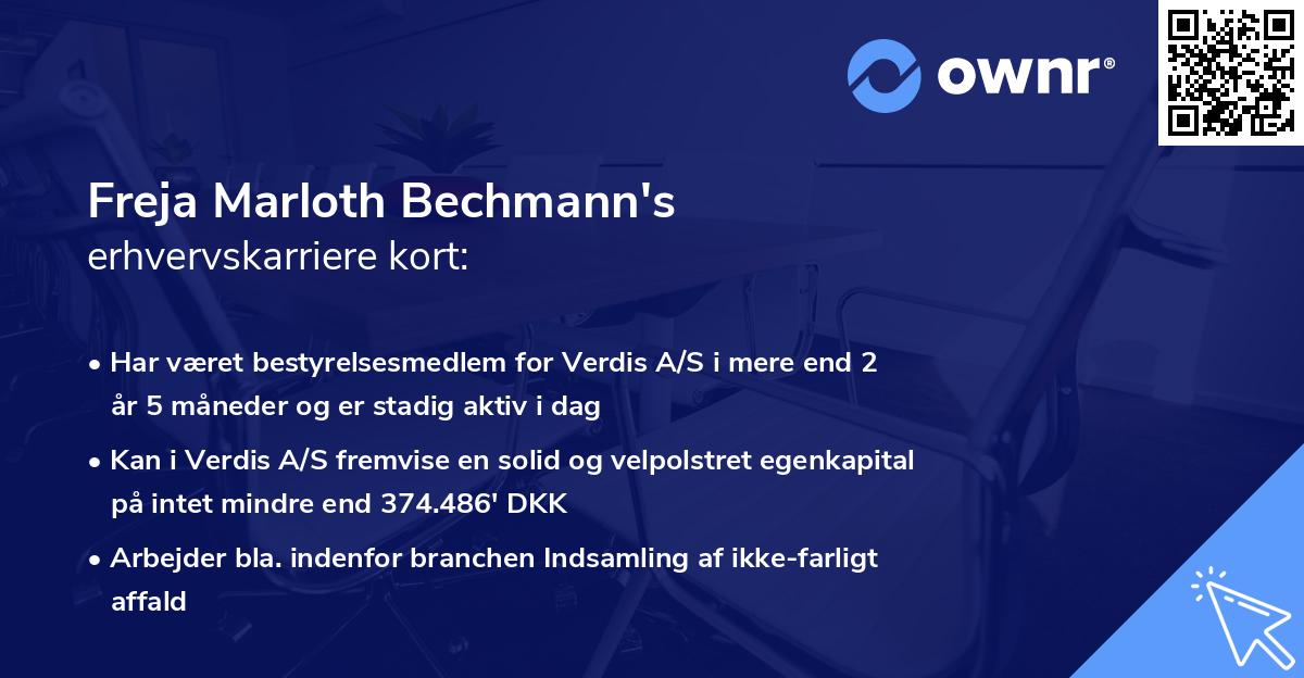 Freja Marloth Bechmann's erhvervskarriere kort