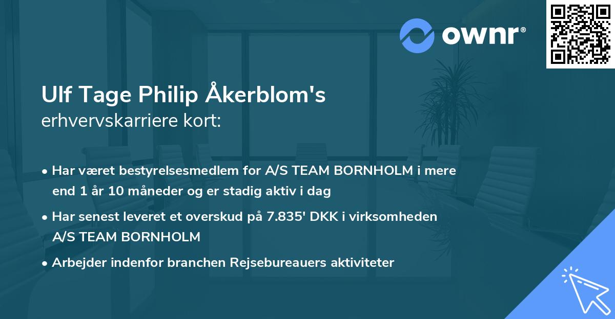 Ulf Tage Philip Åkerblom's erhvervskarriere kort