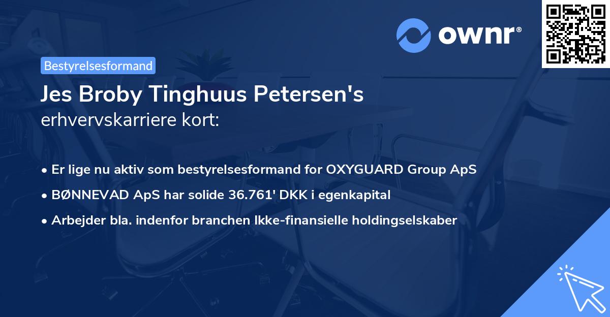 Jes Broby Tinghuus Petersen's erhvervskarriere kort