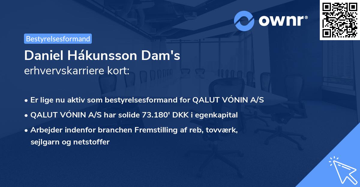 Daniel Hákunsson Dam's erhvervskarriere kort