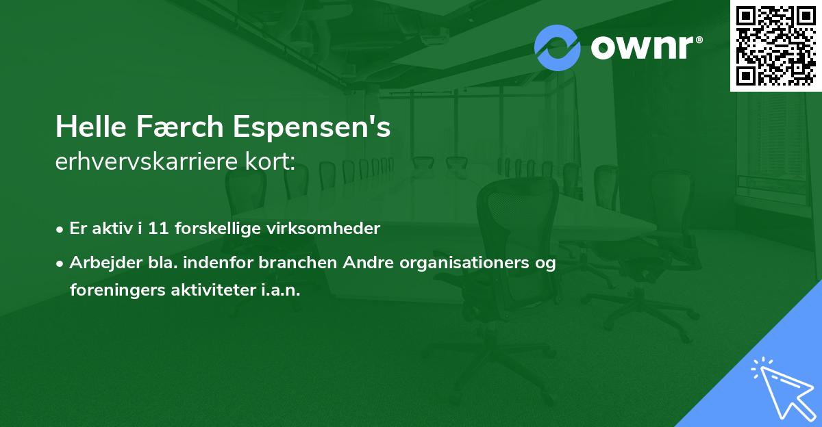 Helle Færch Espensen's erhvervskarriere kort