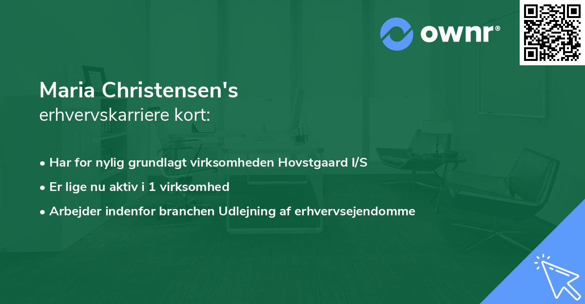 Maria Christensen's erhvervskarriere kort