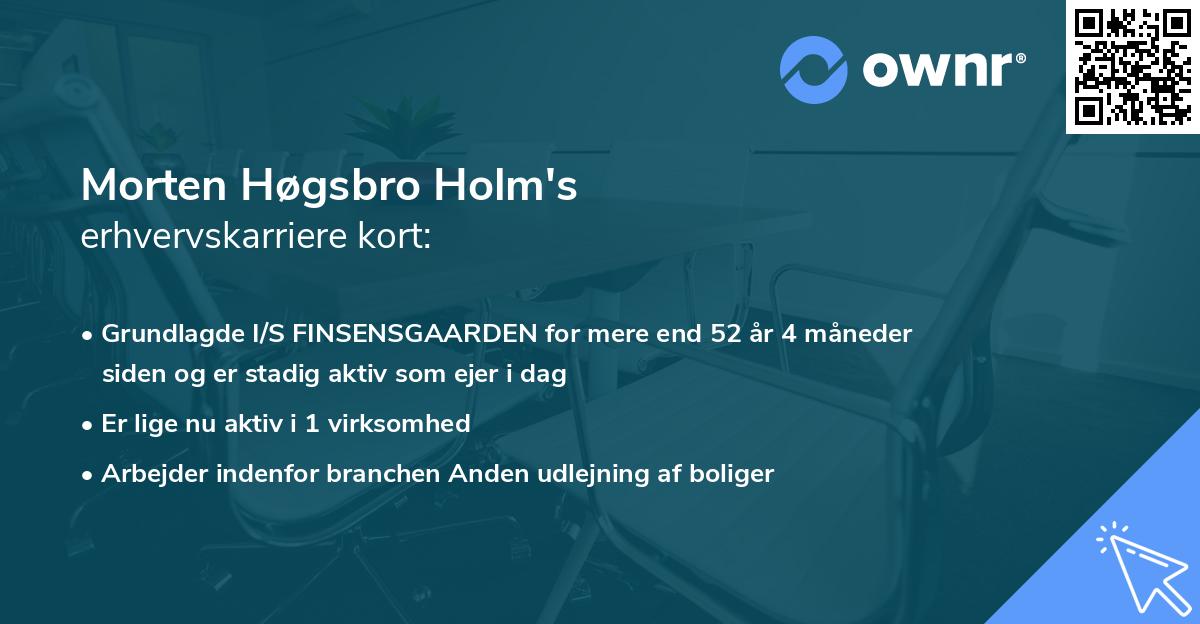 Morten Høgsbro Holm's erhvervskarriere kort