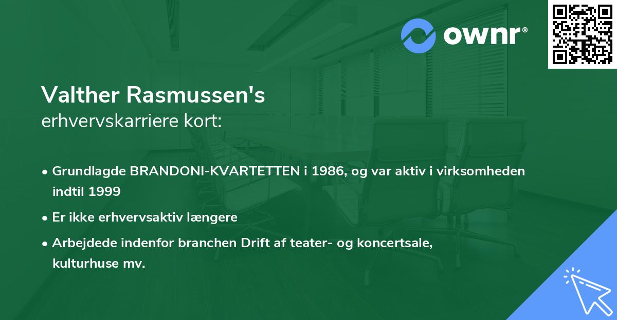 Valther Rasmussen's erhvervskarriere kort