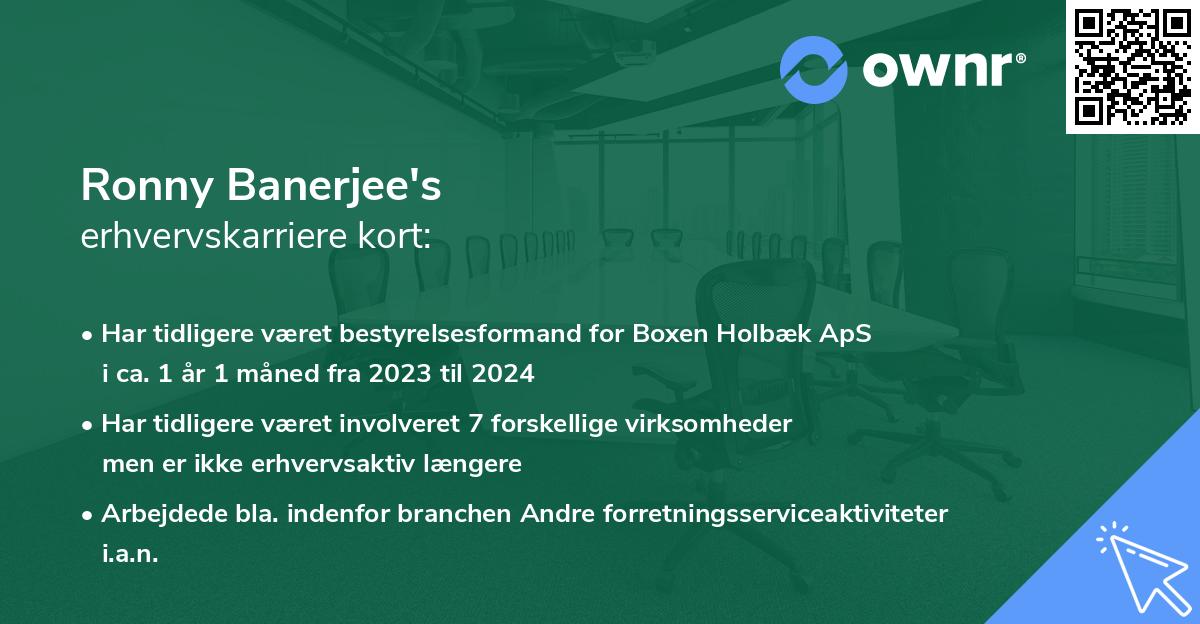 Ronny Banerjee's erhvervskarriere kort