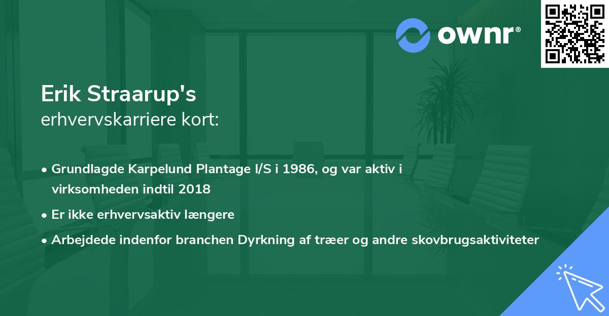 Erik Straarup's erhvervskarriere kort