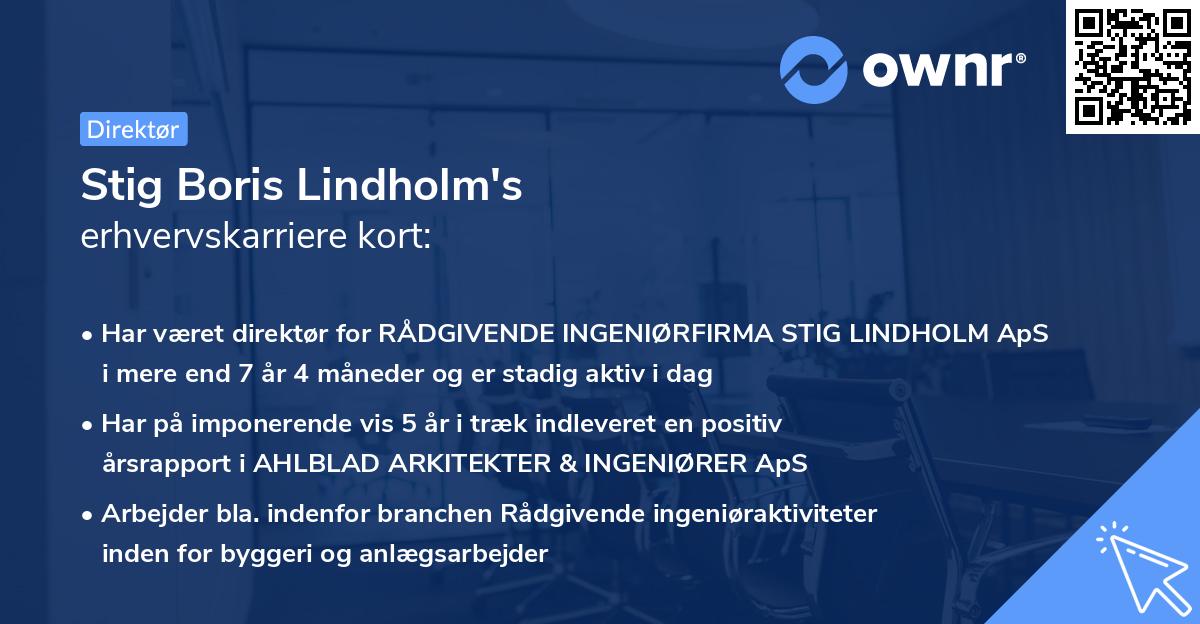 Stig Boris Lindholm's erhvervskarriere kort