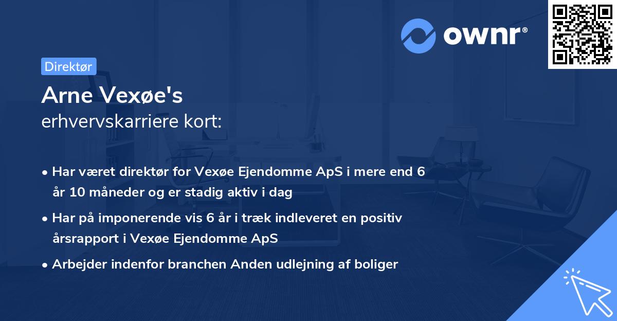 Arne Vexøe's erhvervskarriere kort