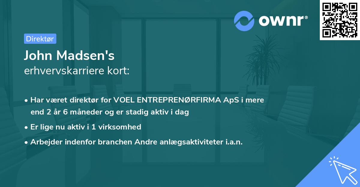 John Madsen's erhvervskarriere kort