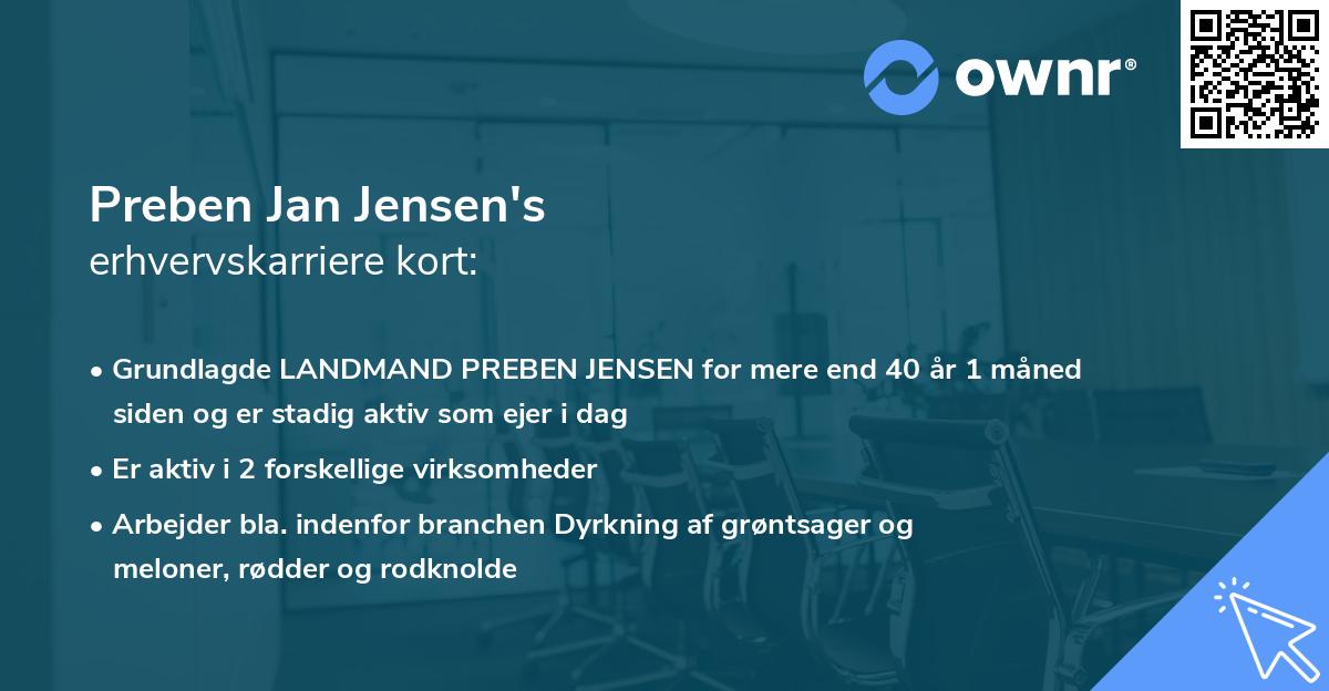 Preben Jan Jensen's erhvervskarriere kort
